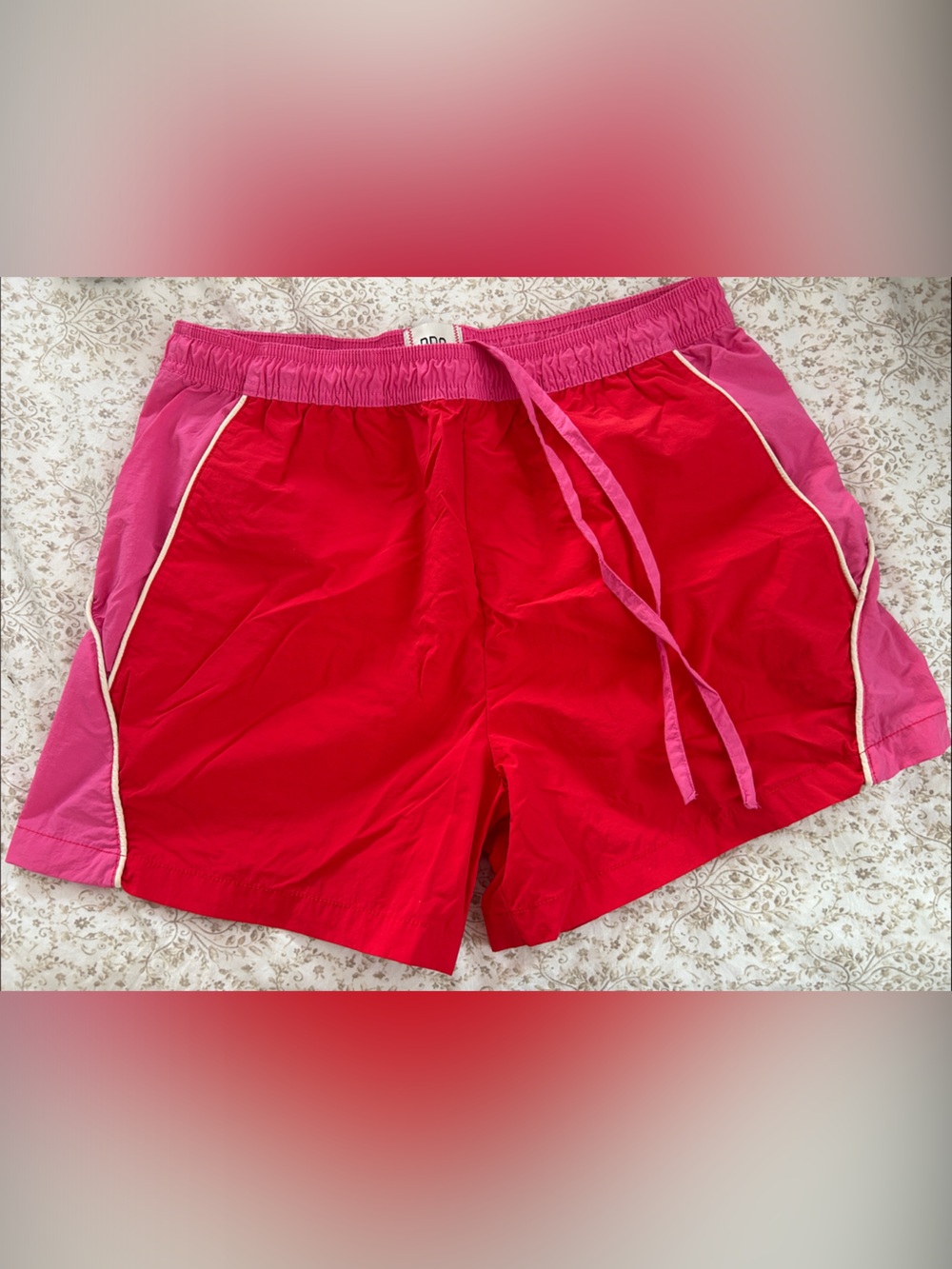 BDG Red Athletic Shorts with Pink Trim